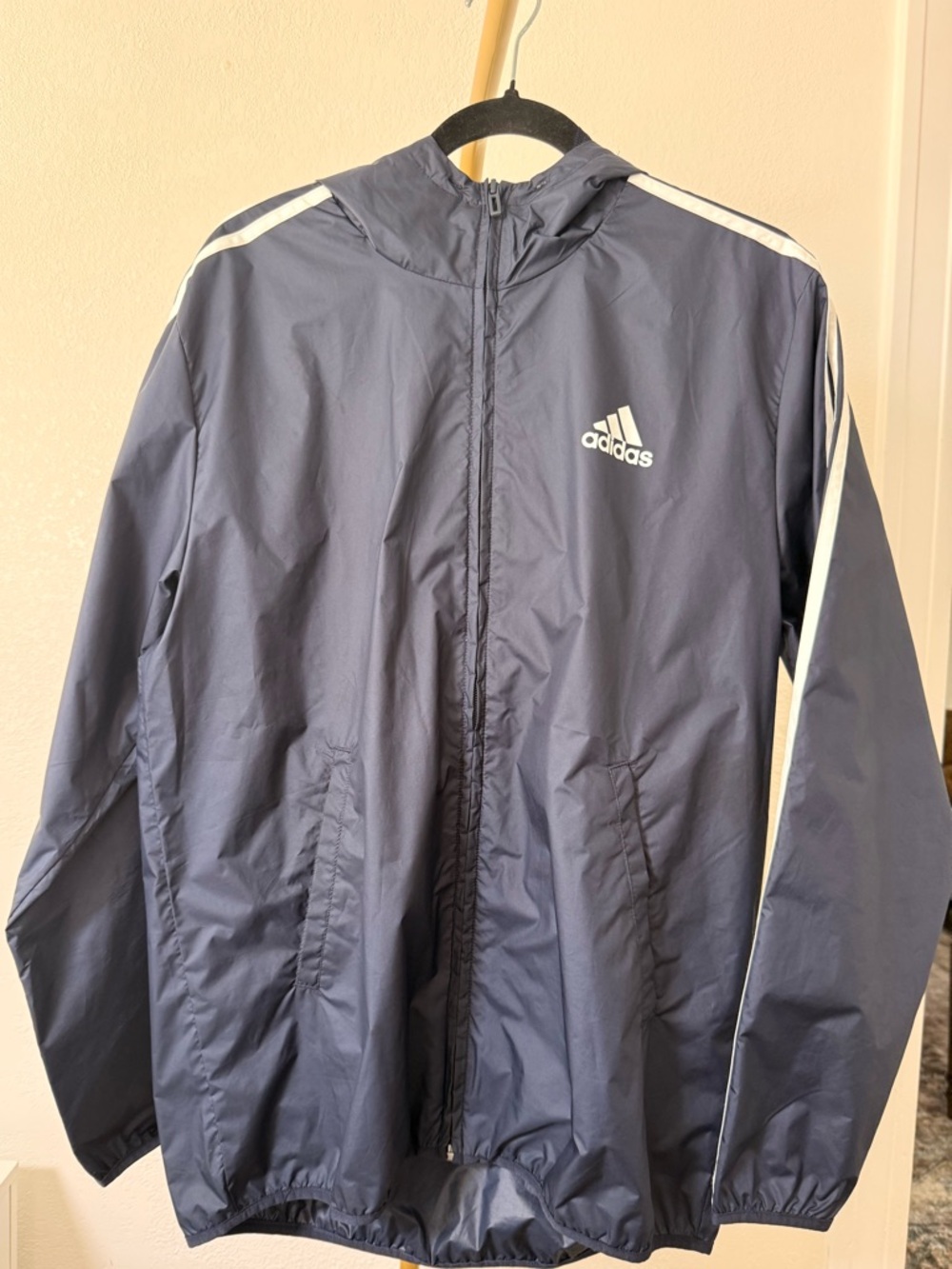 adidas Navy Jacket with White Stripes